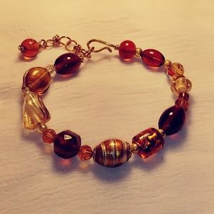 Beaded bangle bracelet (#10, brown)